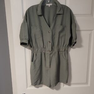 HYFVE Olive Green Short Sleeve Utility Romper